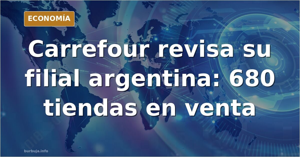 Ilustración editorial de un carrito de supermercado vacío frente a un mapa de Argentina, simbolizando la posible venta de Car