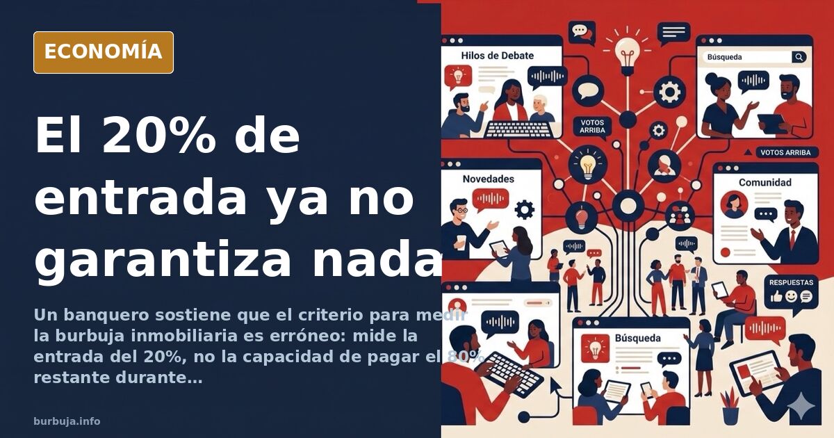 Ilustración editorial de una casa sostenida por una columna de monedas de oro sobre fondo azul marino