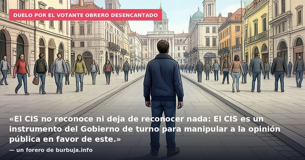 Duelo por el votante obrero desencantado: «El CIS no reconoce ni deja de reconocer nada: El CIS es un instrumento del Gobierno de turno para manipular a la opinión pública en favor de este.» — un forero de burbuja.info