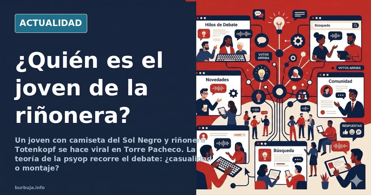 Joven sentado en el suelo con camiseta negra y riñonera con calavera durante los disturbios de Torre Pacheco