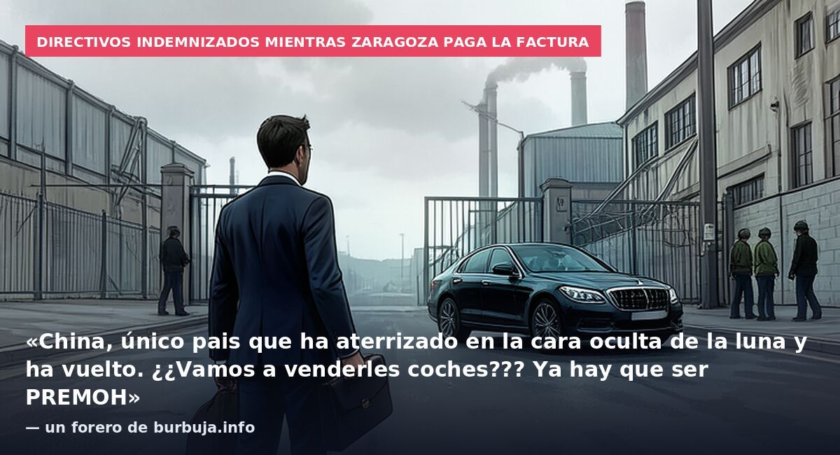 Directivos indemnizados mientras Zaragoza paga la factura: «China, único pais que ha aterrizado en la cara oculta de la luna y ha vuelto. ¿¿Vamos a venderles coches??? Ya hay que ser PREMOH» — un forero de burbuja.info