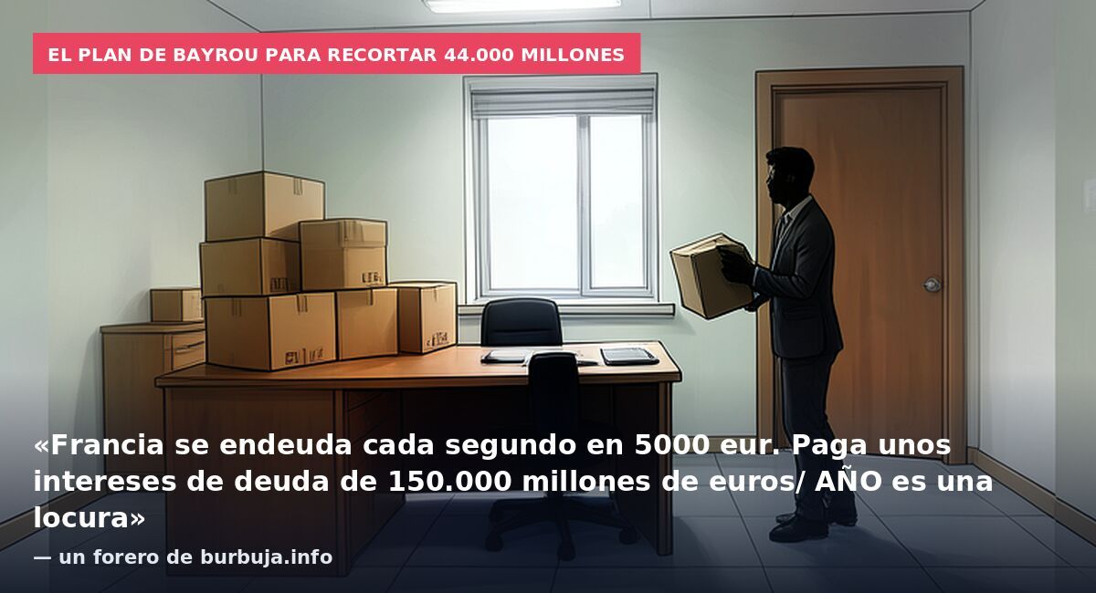 El plan de Bayrou para recortar 44.000 millones: «Francia se endeuda cada segundo en 5000 eur. Paga unos intereses de deuda de 150.000 millones de euros/ AÑO es una locura» — un forero de burbuja.info