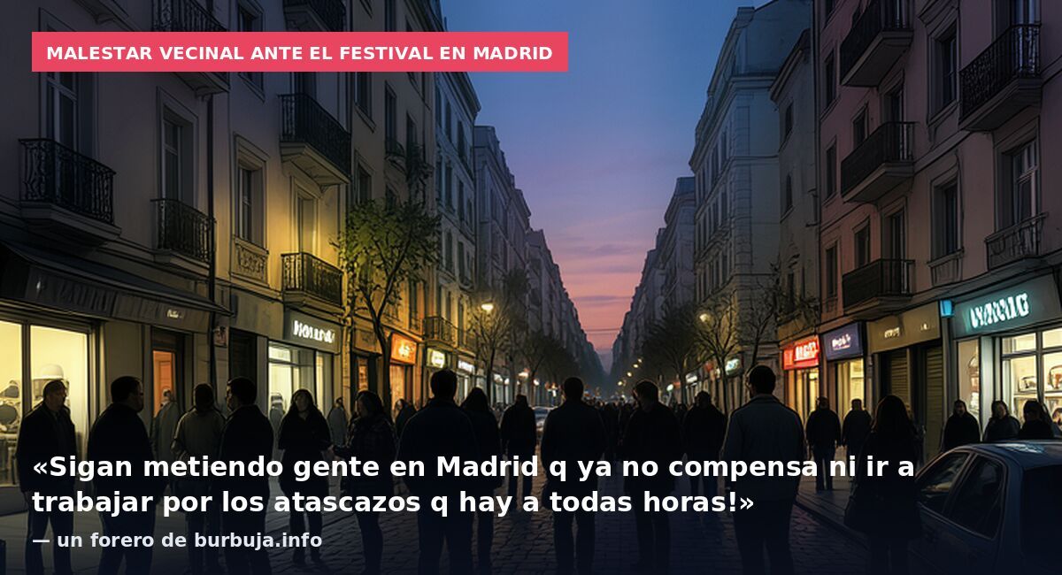 Malestar vecinal ante el festival en Madrid: «Sigan metiendo gente en Madrid q ya no compensa ni ir a trabajar por los atascazos q hay a todas horas!» — un forero de burbuja.info