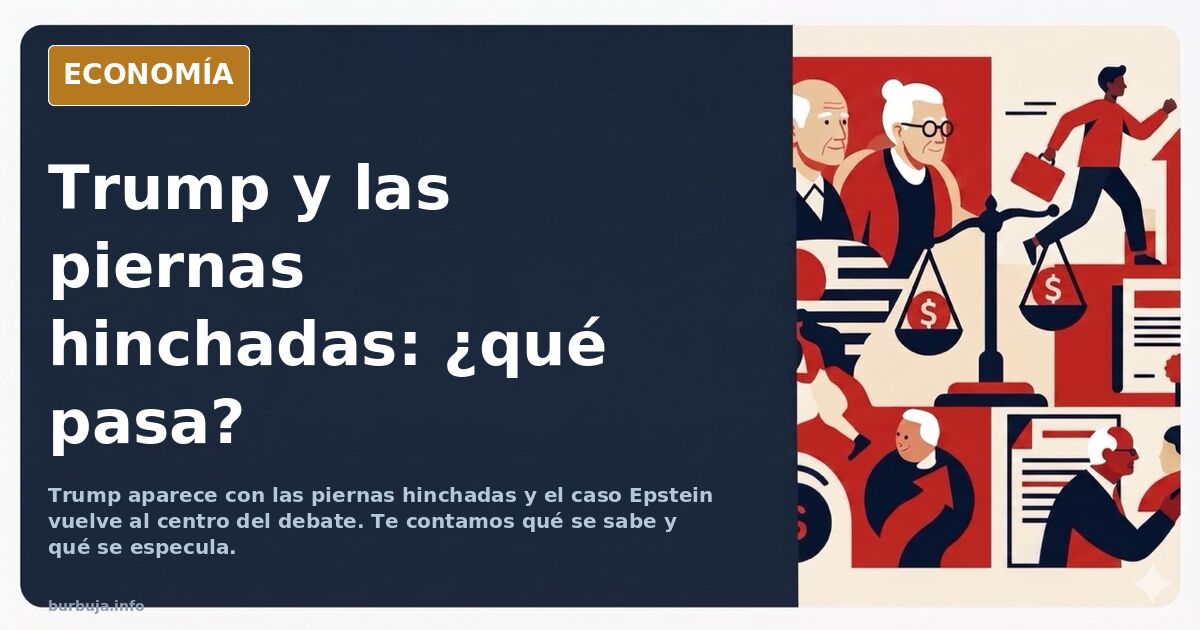 Ilustración editorial de Donald Trump con las piernas hinchadas y gesto de malestar