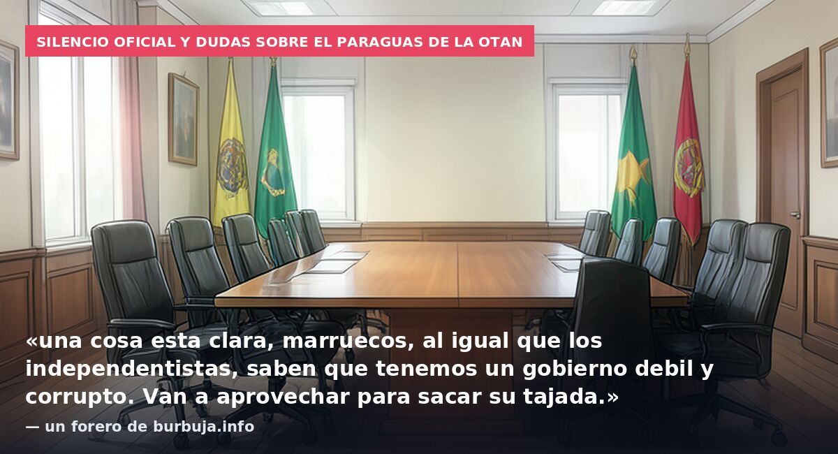 Silencio oficial y dudas sobre el paraguas de la OTAN: «una cosa esta clara, marruecos, al igual que los independentistas, saben que tenemos un gobierno debil y corrupto. Van a aprovechar para sacar su tajada.» — un forero de burbuja.info