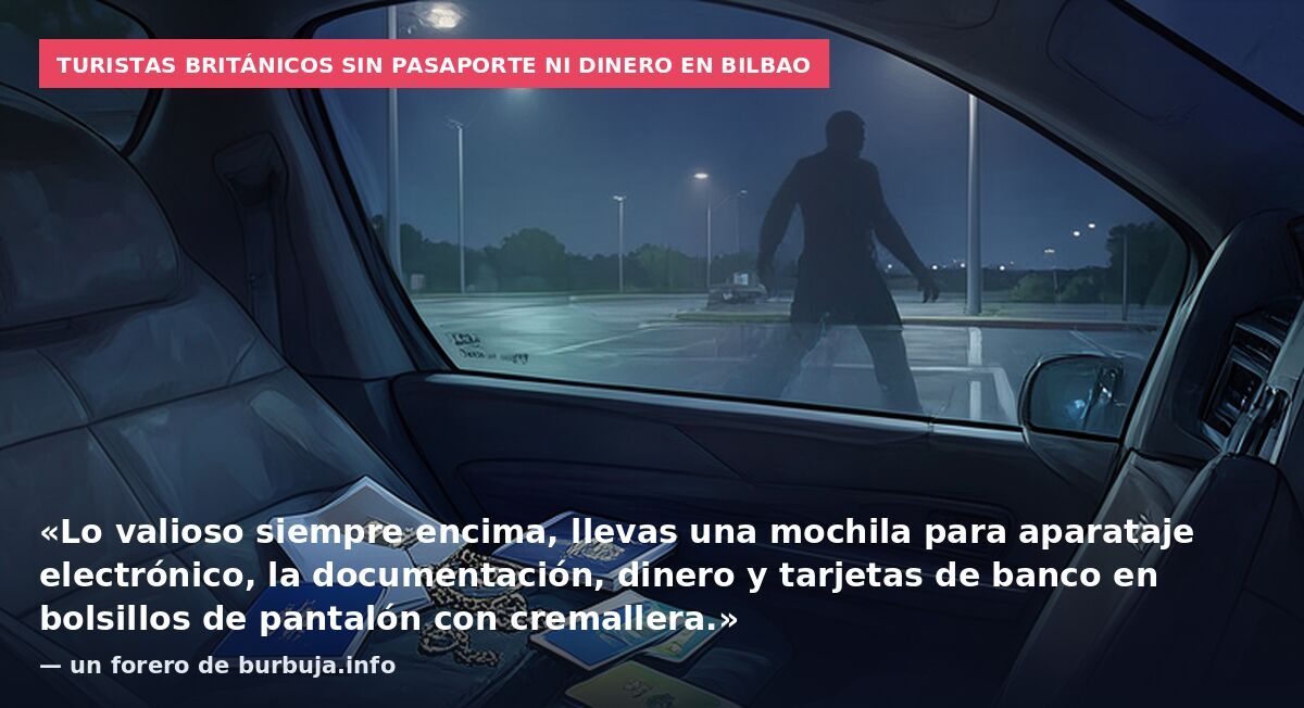 Turistas británicos sin pasaporte ni dinero en Bilbao: «Lo valioso siempre encima, llevas una mochila para aparataje electrónico, la documentación, dinero y tarjetas de banco en bolsillos de pantalón con cremallera.» — un forero de burbuja.info