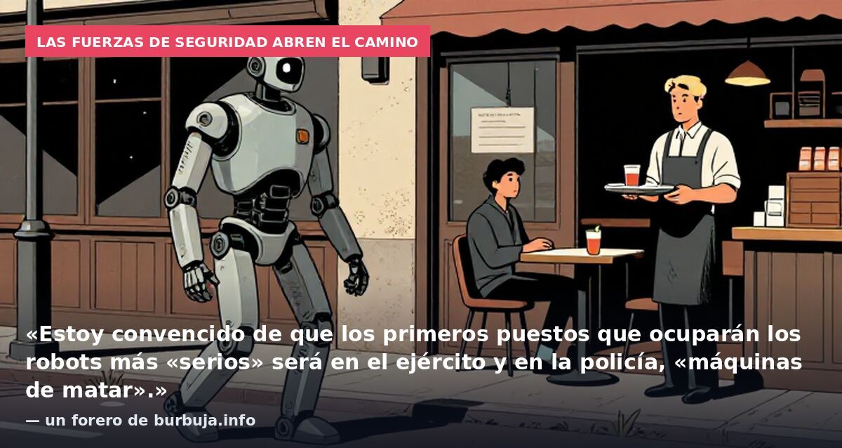 Las fuerzas de seguridad abren el camino: «Estoy convencido de que los primeros puestos que ocuparán los robots más «serios» será en el ejército y en la policía, «máquinas de matar».» — un forero de burbuja.info