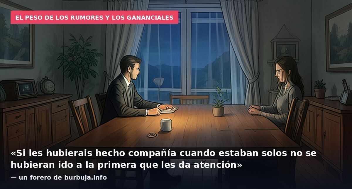 El peso de los rumores y los gananciales: «Si les hubierais hecho compañía cuando estaban solos no se hubieran ido a la primera que les da atención» — un forero de burbuja.info