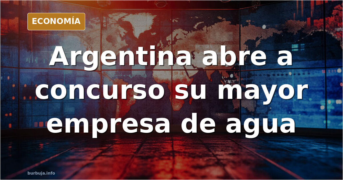 Ilustración editorial de una tubería de agua atravesando un mapa de Argentina con una llave de paso dorada