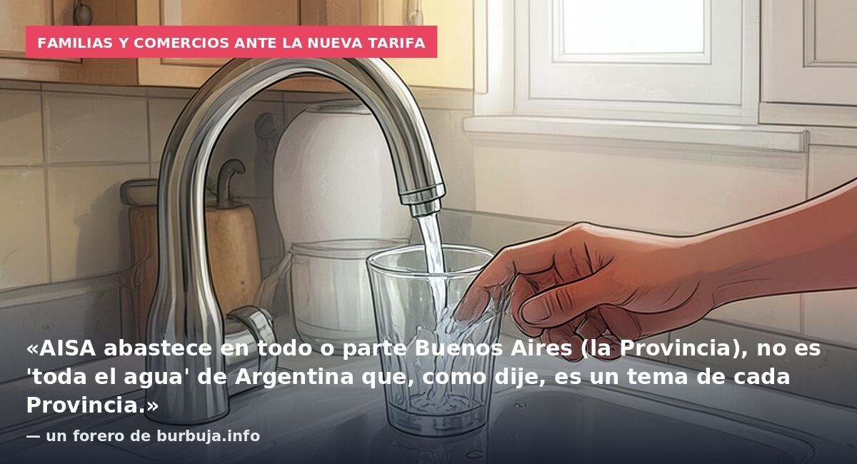 Familias y comercios ante la nueva tarifa: «AISA abastece en todo o parte Buenos Aires (la Provincia), no es 'toda el agua' de Argentina que, como dije, es un tema de cada Provincia.» — un forero de burbuja.info