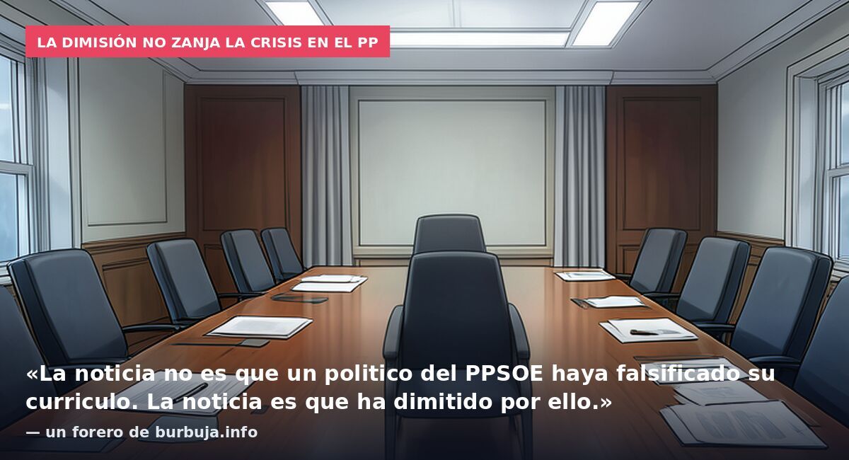 La dimisión no zanja la crisis en el PP: «La noticia no es que un politico del PPSOE haya falsificado su curriculo. La noticia es que ha dimitido por ello.» — un forero de burbuja.info