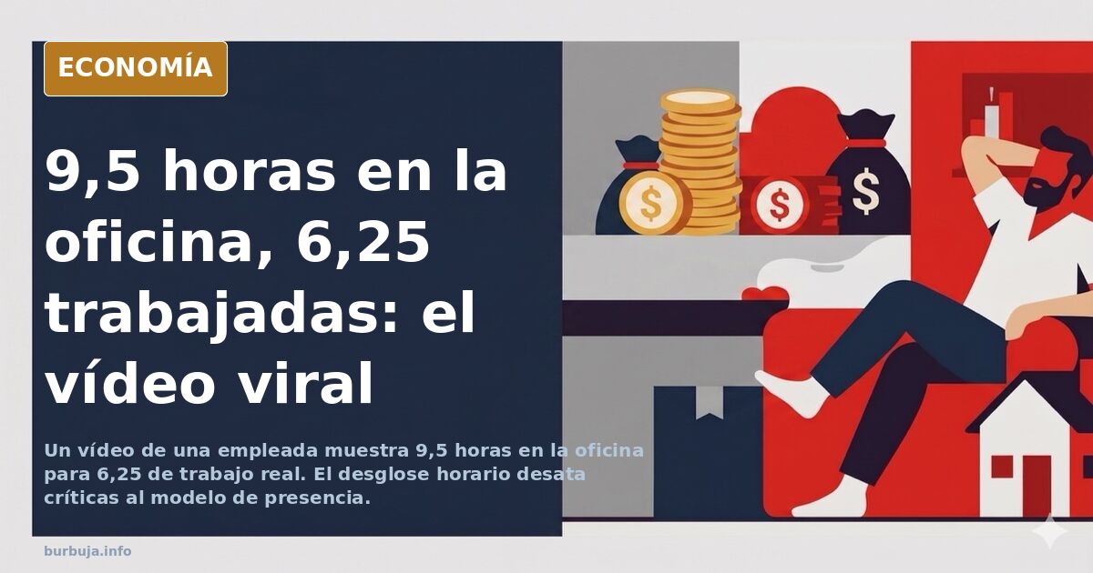 Ilustración editorial de una oficina moderna con un reloj de pared marcando las 9:30 y una taza de café sobre un escritorio