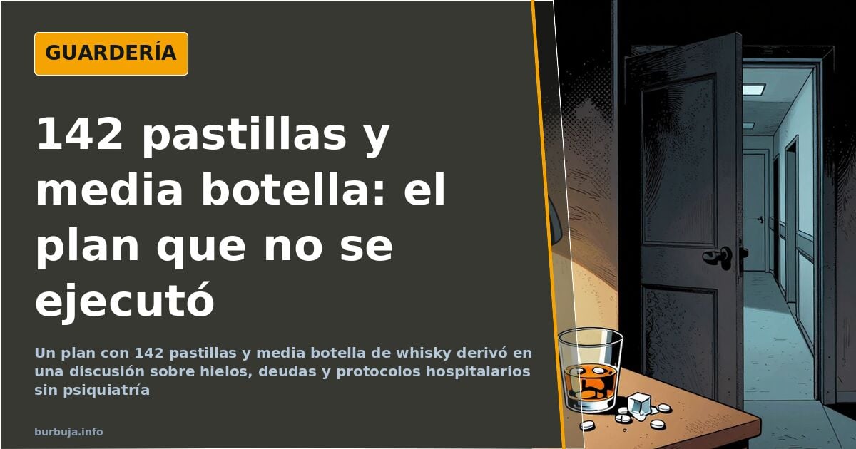Un plan de suicidio con 142 pastillas y whisky
