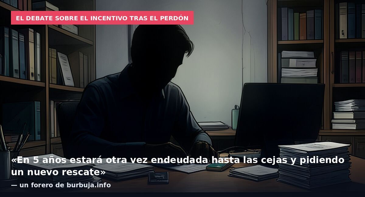 El debate sobre el incentivo tras el perdón: «En 5 años estará otra vez endeudada hasta las cejas y pidiendo un nuevo rescate» — un forero de burbuja.info
