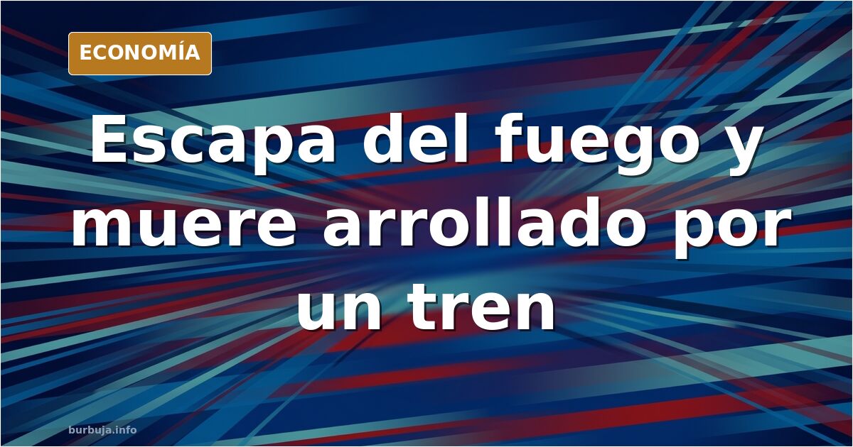 Ilustración editorial de un edificio en llamas junto a vías de tren en un pueblo de Lleida, con humo y un tren pasando al fon