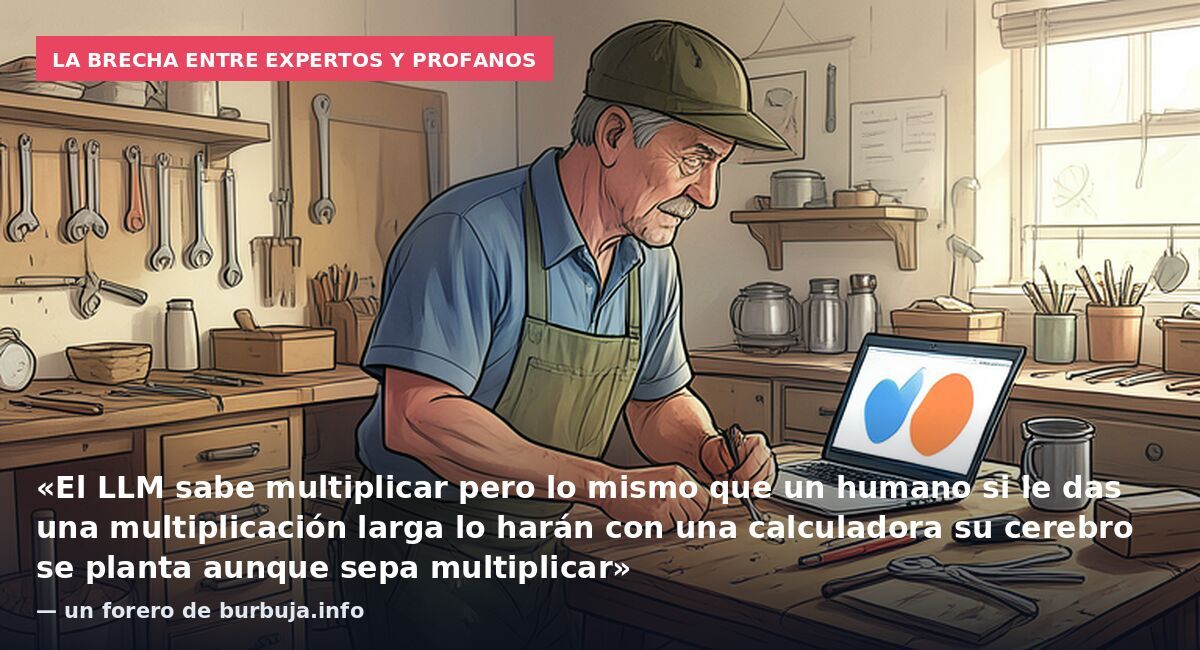 La brecha entre expertos y profanos: «El LLM sabe multiplicar pero lo mismo que un humano si le das una multiplicación larga lo harán con una calculadora su cerebro se planta aunque sepa multiplicar» — un forero de burbuja.info