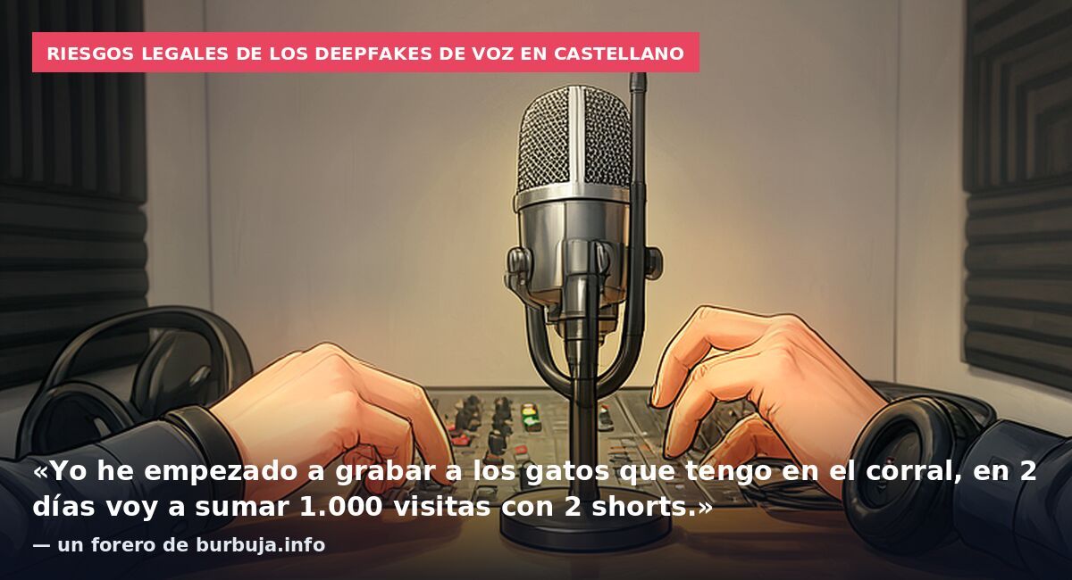 Riesgos legales de los deepfakes de voz en castellano: «Yo he empezado a grabar a los gatos que tengo en el corral, en 2 días voy a sumar 1.000 visitas con 2 shorts.» — un forero de burbuja.info