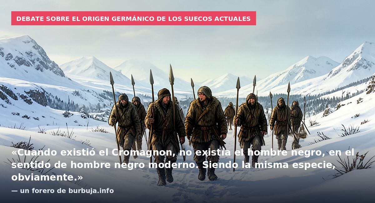 Debate sobre el origen germánico de los suecos actuales: «Cuando existió el Cromagnon, no existía el hombre negro, en el sentido de hombre negro moderno. Siendo la misma especie, obviamente.» — un forero de burbuja.info