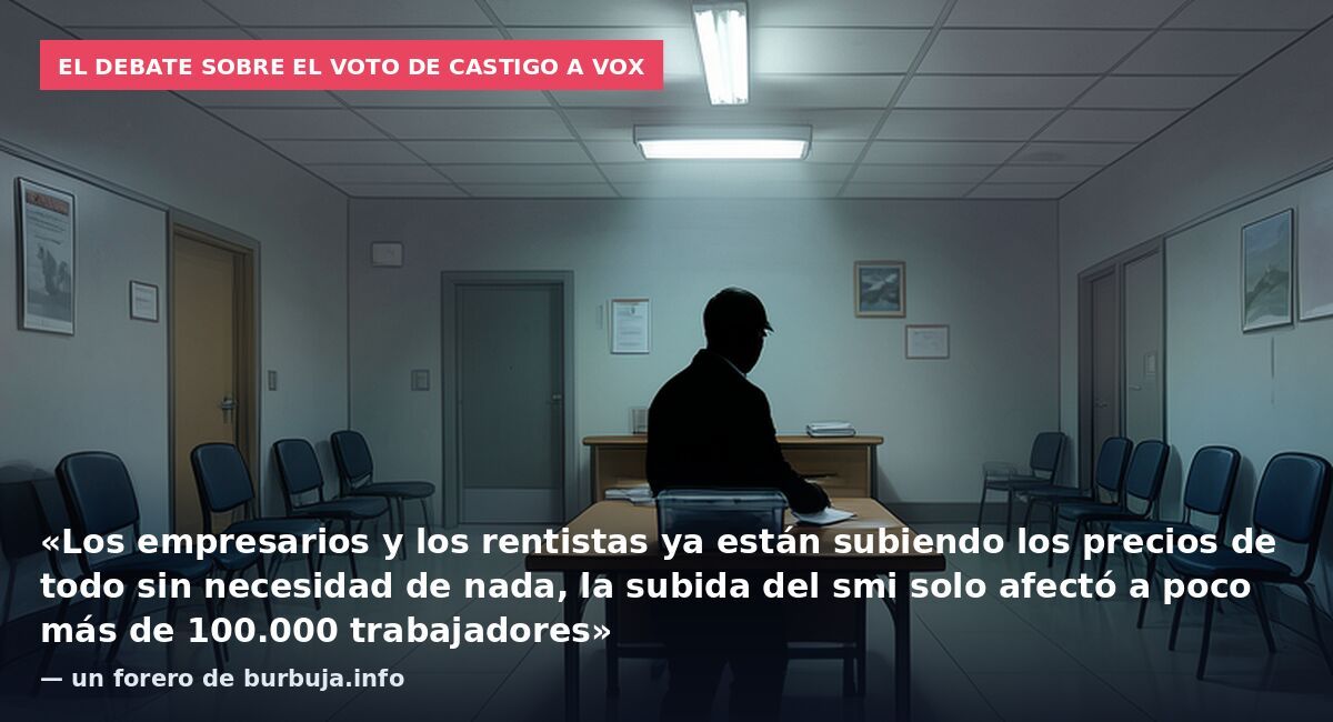 El debate sobre el voto de castigo a Vox: «Los empresarios y los rentistas ya están subiendo los precios de todo sin necesidad de nada, la subida del smi solo afectó a poco más de 100.000 trabajadores» — un forero de burbuja.info