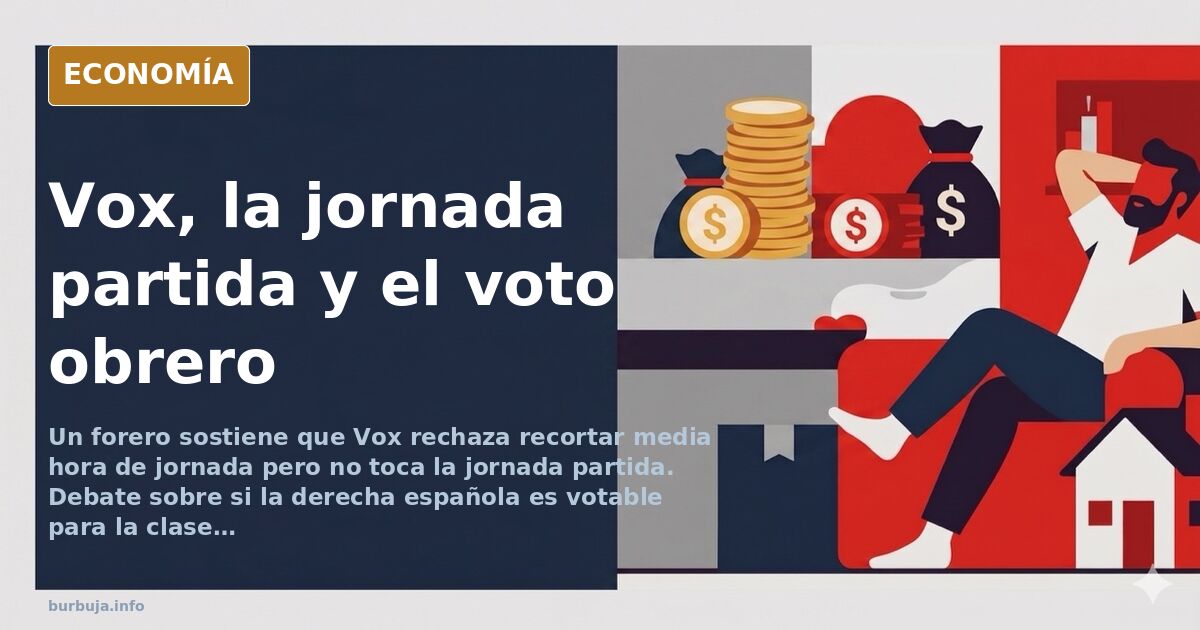 Ilustración editorial en azul marino y dorado con un reloj de jornada partida y una urna electoral
