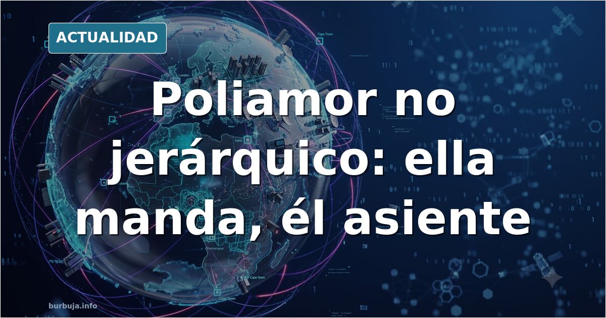 Pareja joven en un sofá durante una entrevista sobre poliamor no jerárquico, con actitud desigual entre ambos