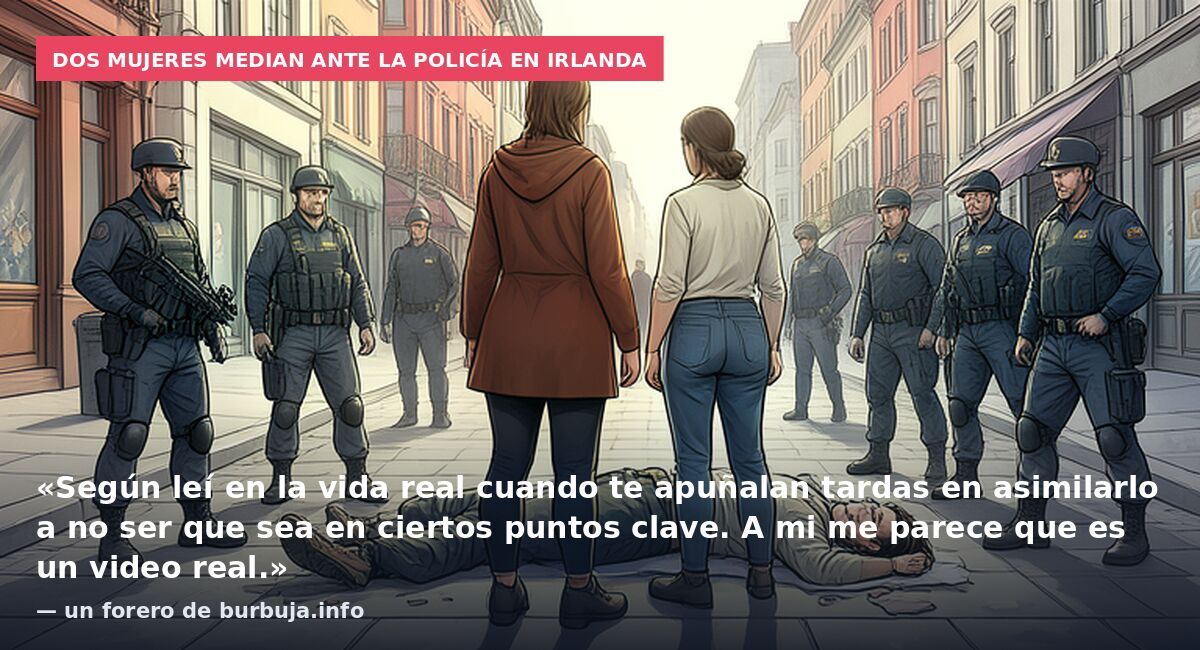 Dos mujeres median ante la policía en Irlanda: «Según leí en la vida real cuando te apuñalan tardas en asimilarlo a no ser que sea en ciertos puntos clave. A mi me parece que es un video real.» — un forero de burbuja.info