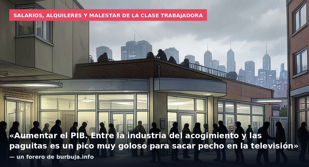 Salarios, alquileres y malestar de la clase trabajadora: «Aumentar el PIB. Entre la industria del acogimiento y las paguitas es un pico muy goloso para sacar pecho en la televisión» — un forero de burbuja.info