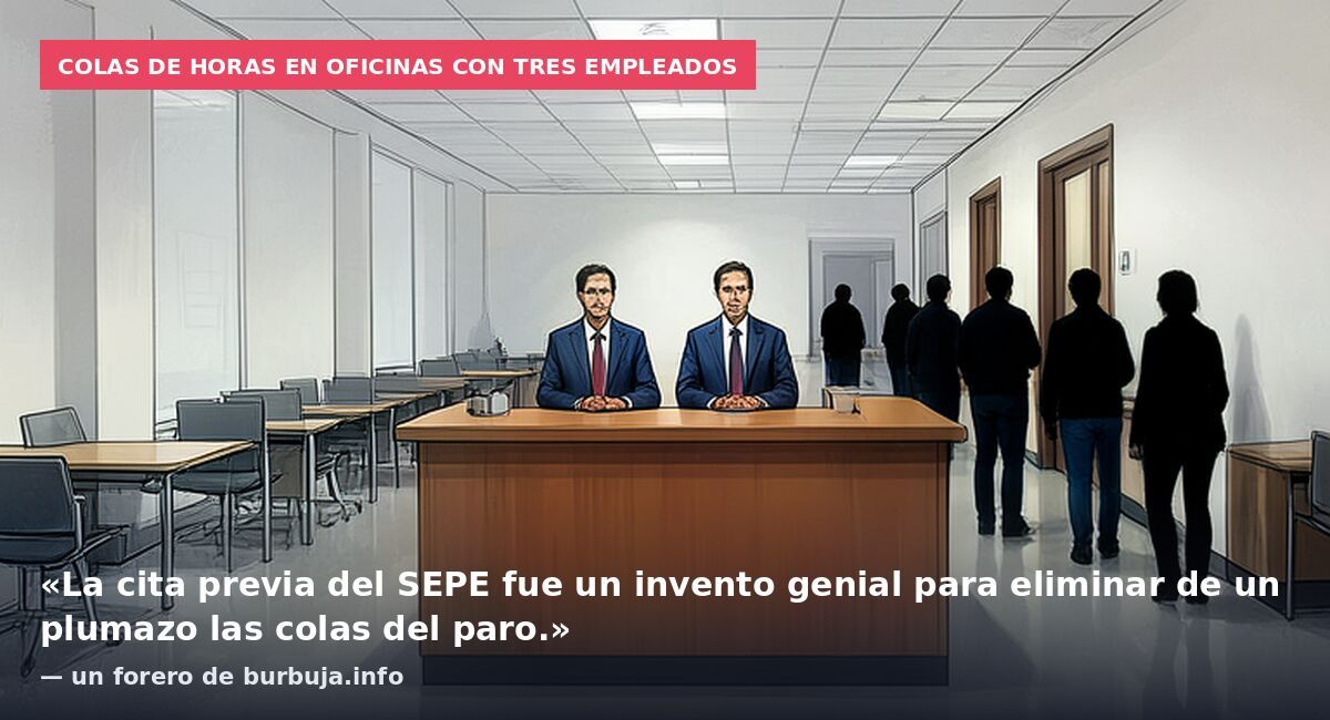 Colas de horas en oficinas con tres empleados: «La cita previa del SEPE fue un invento genial para eliminar de un plumazo las colas del paro.» — un forero de burbuja.info