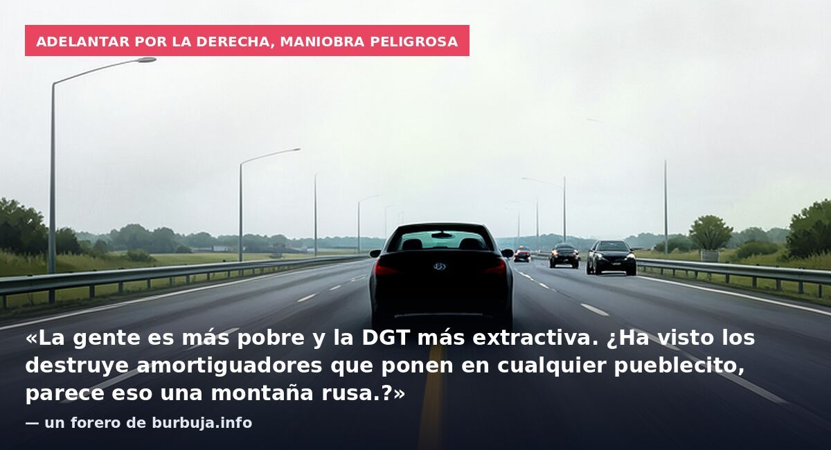 Adelantar por la derecha, maniobra peligrosa: «La gente es más pobre y la DGT más extractiva. ¿Ha visto los destruye amortiguadores que ponen en cualquier pueblecito, parece eso una montaña rusa.?» — un forero de burbuja.info