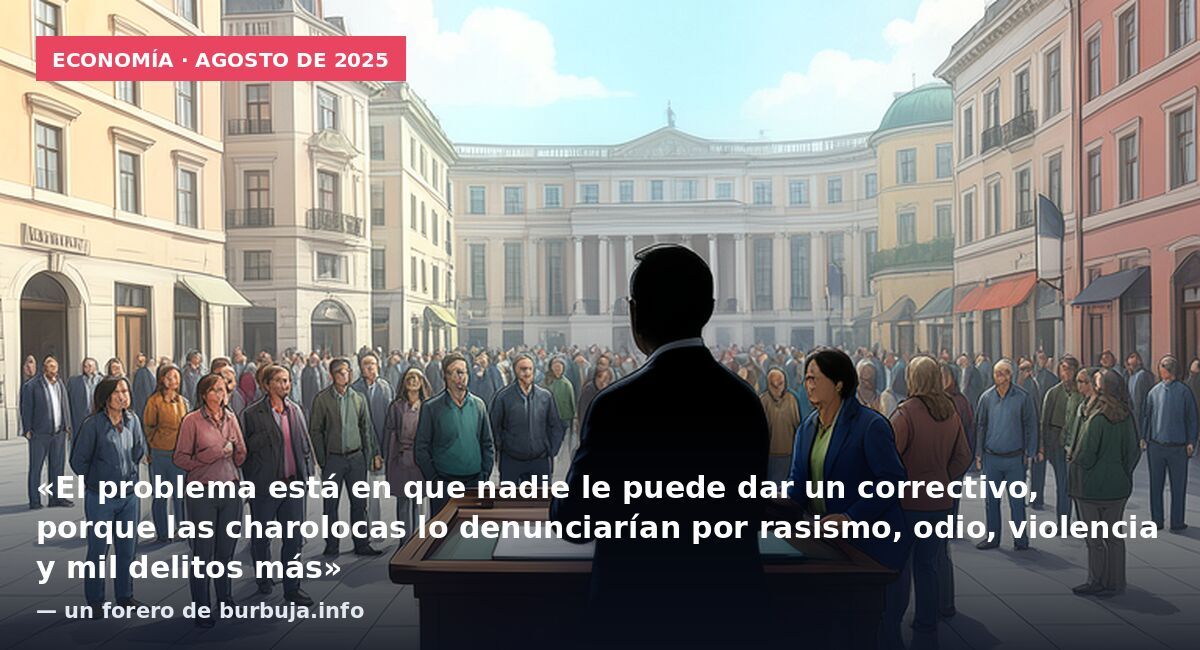 Economía · agosto de 2025: «El problema está en que nadie le puede dar un correctivo, porque las charolocas lo denunciarían por rasismo, odio, violencia y mil delitos más» — un forero de burbuja.info