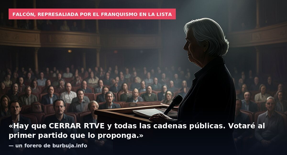 Falcón, represaliada por el franquismo en la lista: «Hay que CERRAR RTVE y todas las cadenas públicas. Votaré al primer partido que lo proponga.» — un forero de burbuja.info