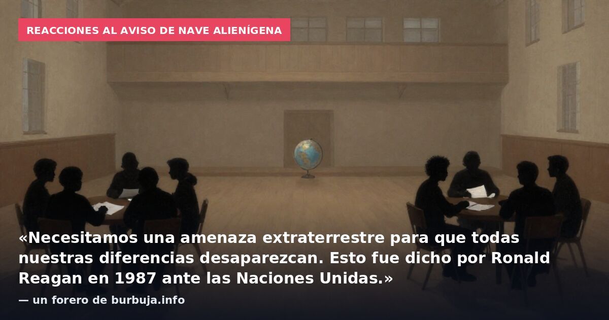 Reacciones al aviso de nave alienígena: «Necesitamos una amenaza extraterrestre para que todas nuestras diferencias desaparezcan. Esto fue dicho por Ronald Reagan en 1987 ante las Naciones Unidas.» — un forero de burbuja.info