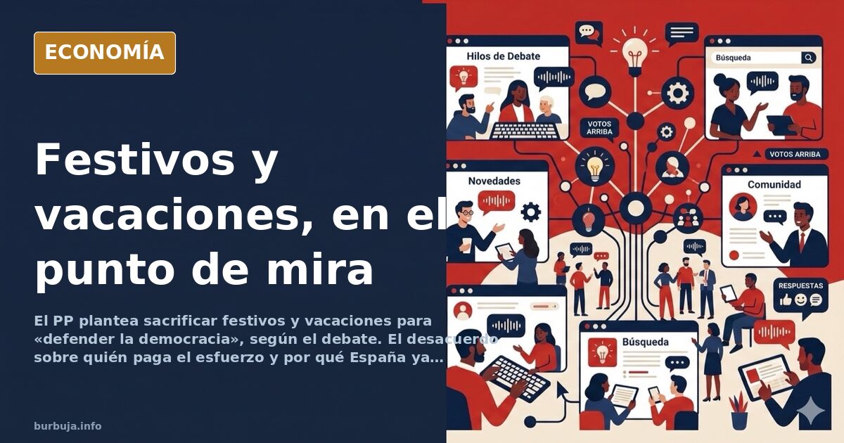 Ilustración editorial de un calendario laboral con días festivos tachados en azul marino y dorado