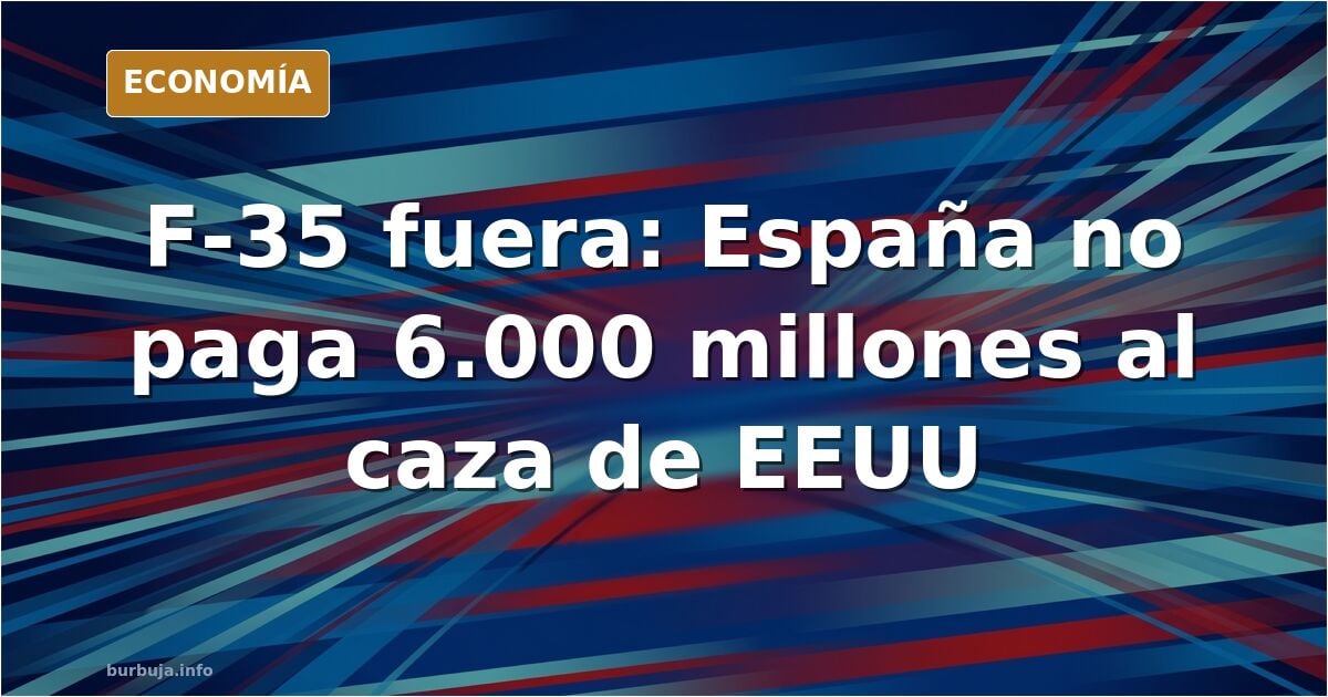 Ilustración editorial de un caza F-35 sobre cubierta de buque anfibio español con la bandera de España al fondo