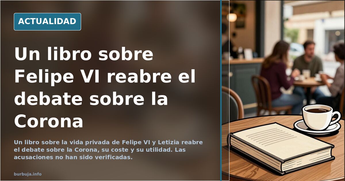 Portada de un libro sobre la monarquía española junto a una bandera de España en un despacho
