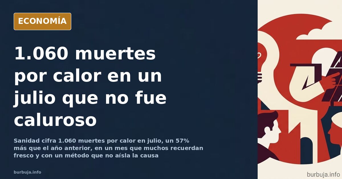 Ilustración editorial de un termómetro bajo un sol intenso sobre una ciudad vacía, simbolizando las muertes atribuidas al cal