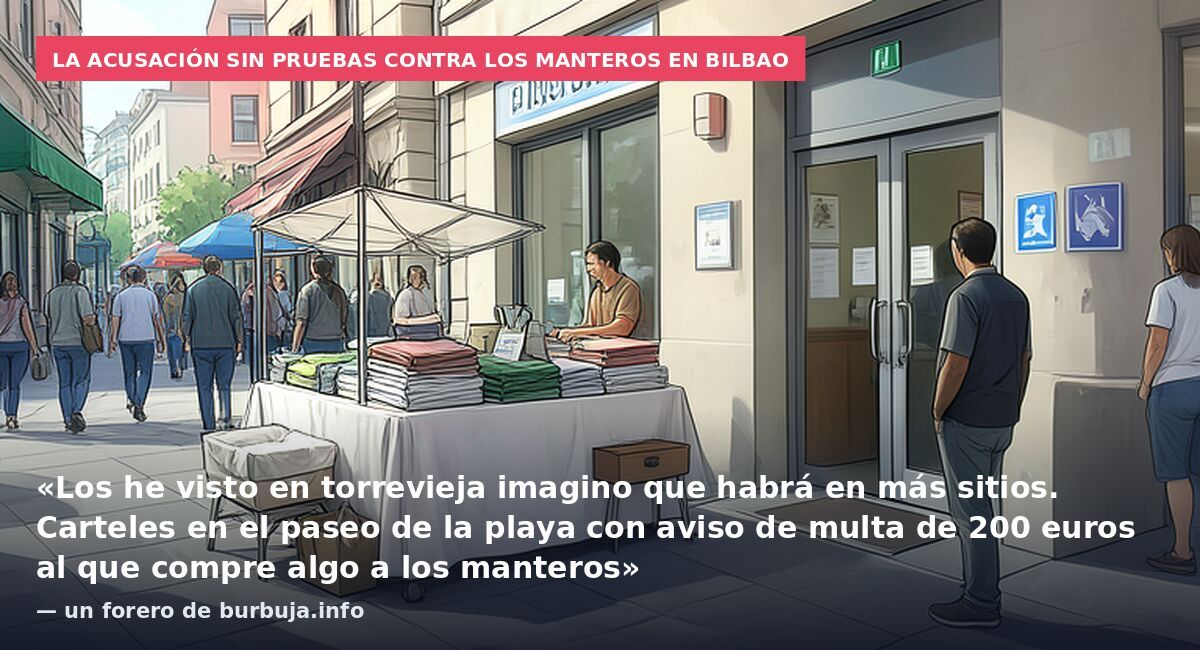 La acusación sin pruebas contra los manteros en Bilbao: «Los he visto en torrevieja imagino que habrá en más sitios. Carteles en el paseo de la playa con aviso de multa de 200 euros al que compre algo a los manteros» — un forero de burbuja.info