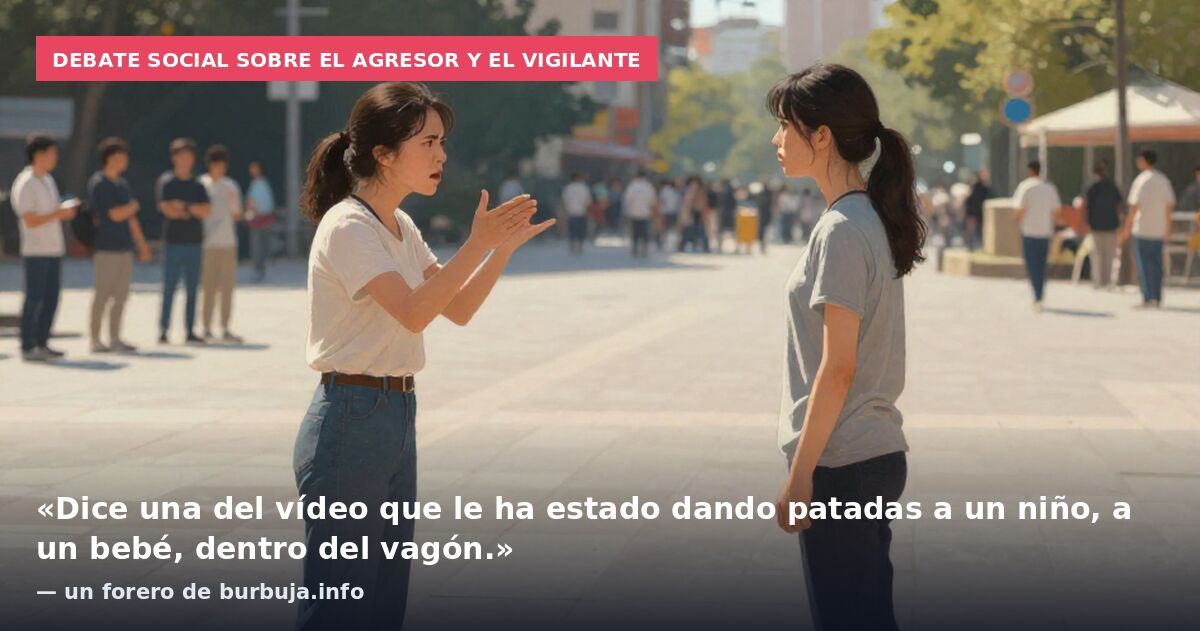 Debate social sobre el agresor y el vigilante: «Dice una del vídeo que le ha estado dando patadas a un niño, a un bebé, dentro del vagón.» — un forero de burbuja.info