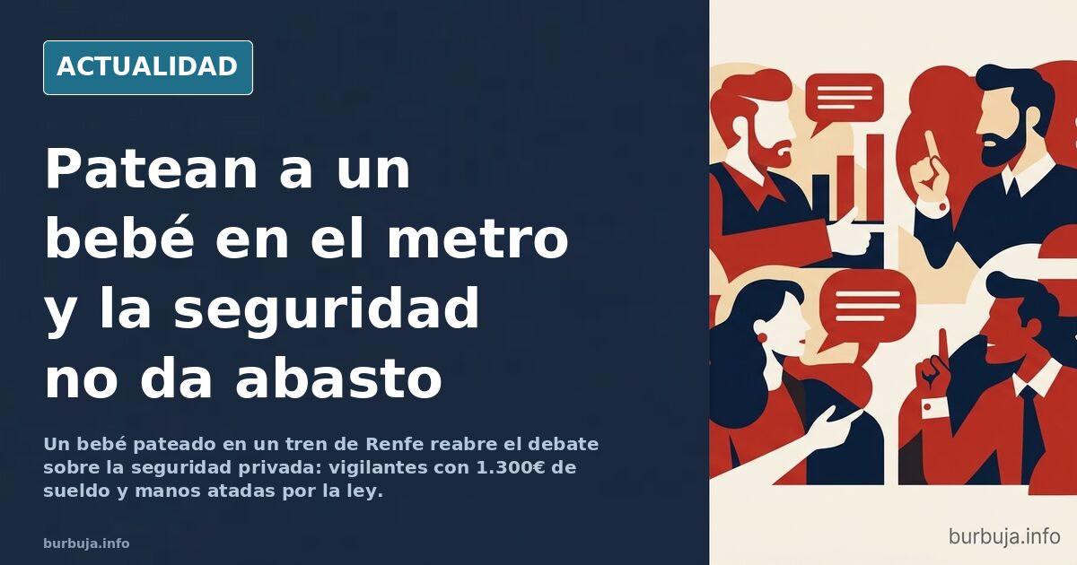 Vagón de tren de cercanías con pasajeros de pie y un vigilante de seguridad reduciendo a una persona en el suelo