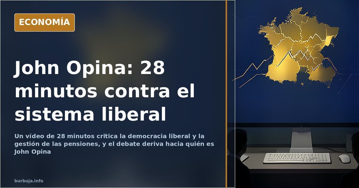 Pantallas y gráficos económicos en una ilustración editorial sobre el análisis de John Opina y el sistema liberal