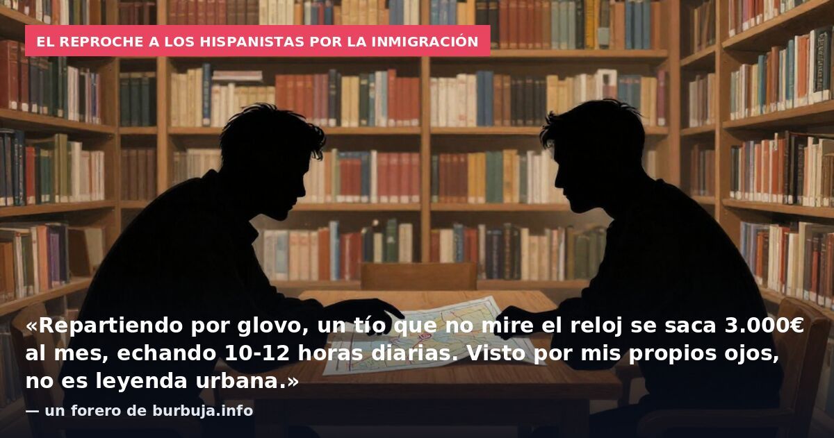 El reproche a los hispanistas por la inmigración: «Repartiendo por glovo, un tío que no mire el reloj se saca 3.000€ al mes, echando 10-12 horas diarias. Visto por mis propios ojos, no es leyenda urbana.» — un forero de burbuja.info