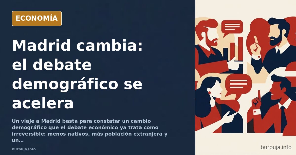 Vagón de metro de Madrid con viajeros de pie en hora punta, imagen que ilustra el debate sobre cambio demográfico en la capit