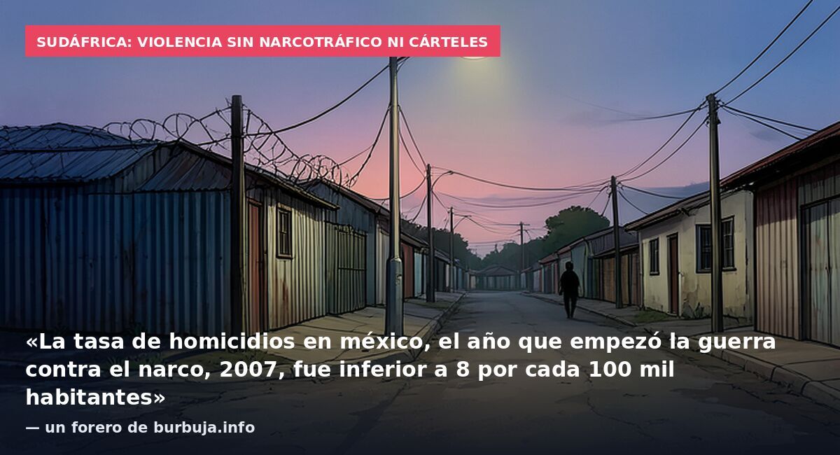 Sudáfrica: violencia sin narcotráfico ni cárteles: «La tasa de homicidios en méxico, el año que empezó la guerra contra el narco, 2007, fue inferior a 8 por cada 100 mil habitantes» — un forero de burbuja.info