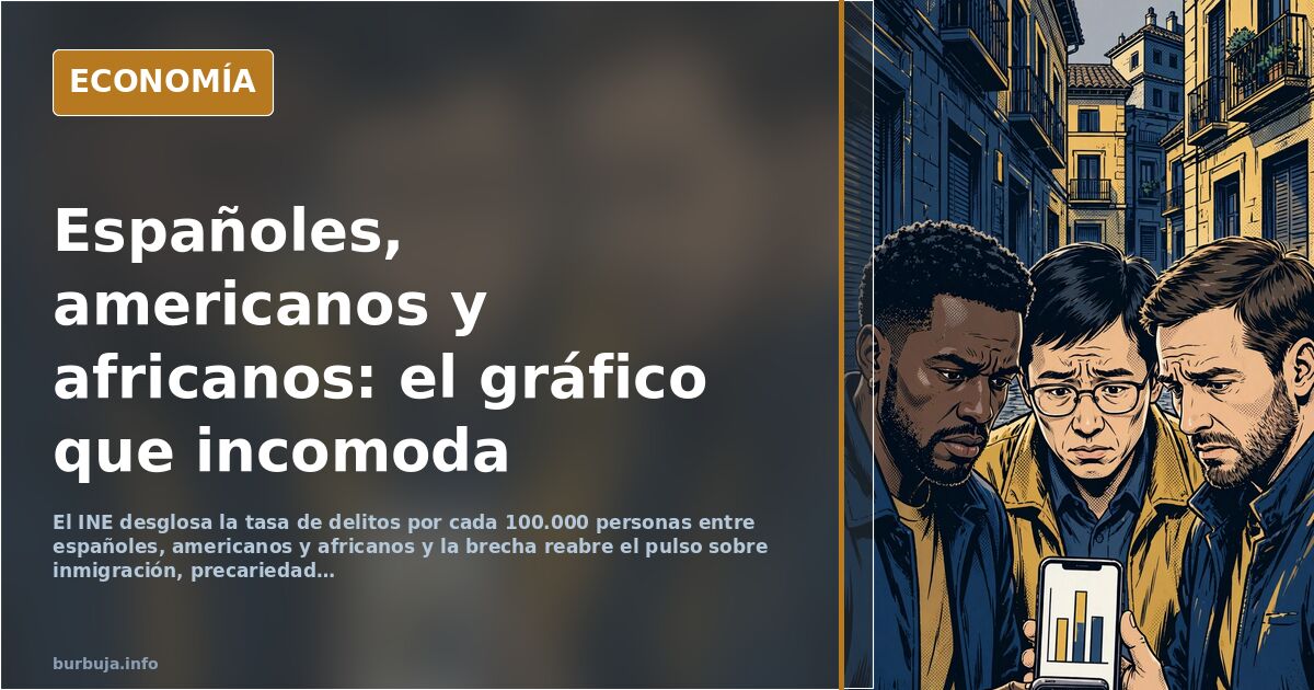 Gráfico de barras comparando tasa de delitos por cada 100.000 habitantes según nacionalidad en España
