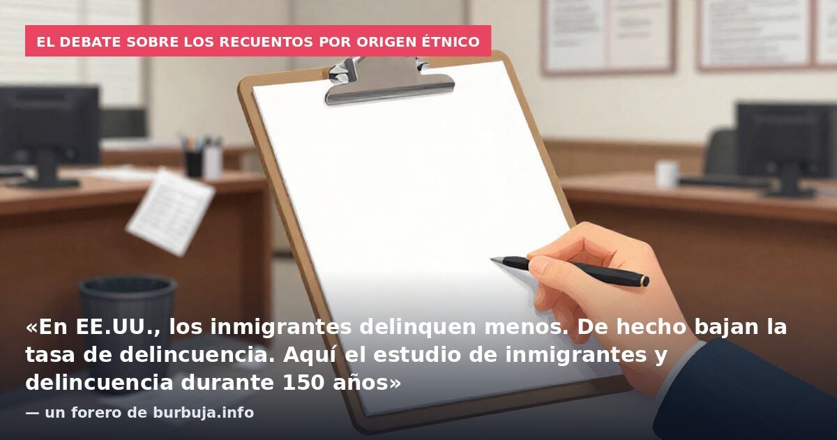 El debate sobre los recuentos por origen étnico: «En EE.UU., los inmigrantes delinquen menos. De hecho bajan la tasa de delincuencia. Aquí el estudio de inmigrantes y delincuencia durante 150 años» — un forero de burbuja.info