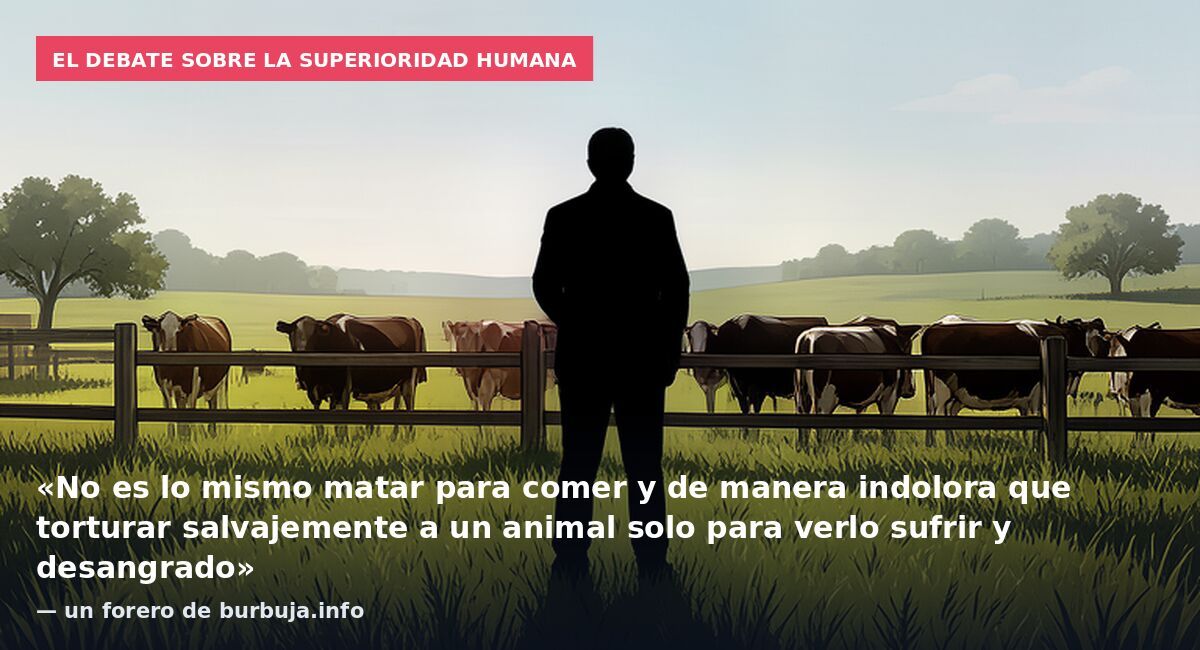 El debate sobre la superioridad humana: «No es lo mismo matar para comer y de manera indolora que torturar salvajemente a un animal solo para verlo sufrir y desangrado» — un forero de burbuja.info