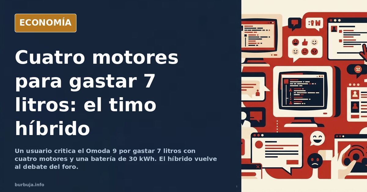 Ilustración editorial de un SUV híbrido enchufable con batería y motores eléctricos representados bajo el chasis