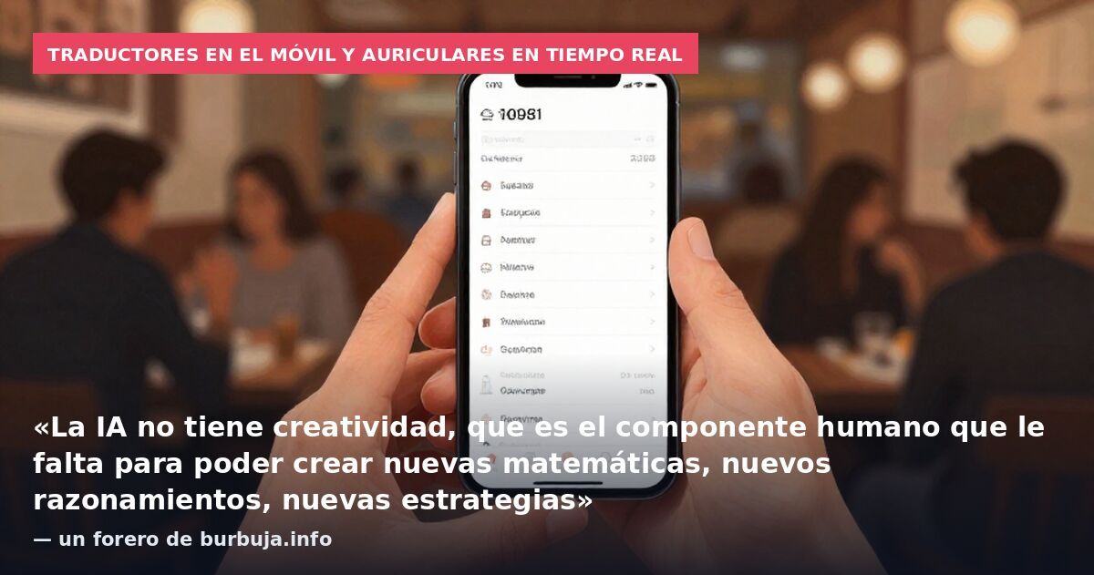 Traductores en el móvil y auriculares en tiempo real: «La IA no tiene creatividad, que es el componente humano que le falta para poder crear nuevas matemáticas, nuevos razonamientos, nuevas estrategias» — un forero de burbuja.info