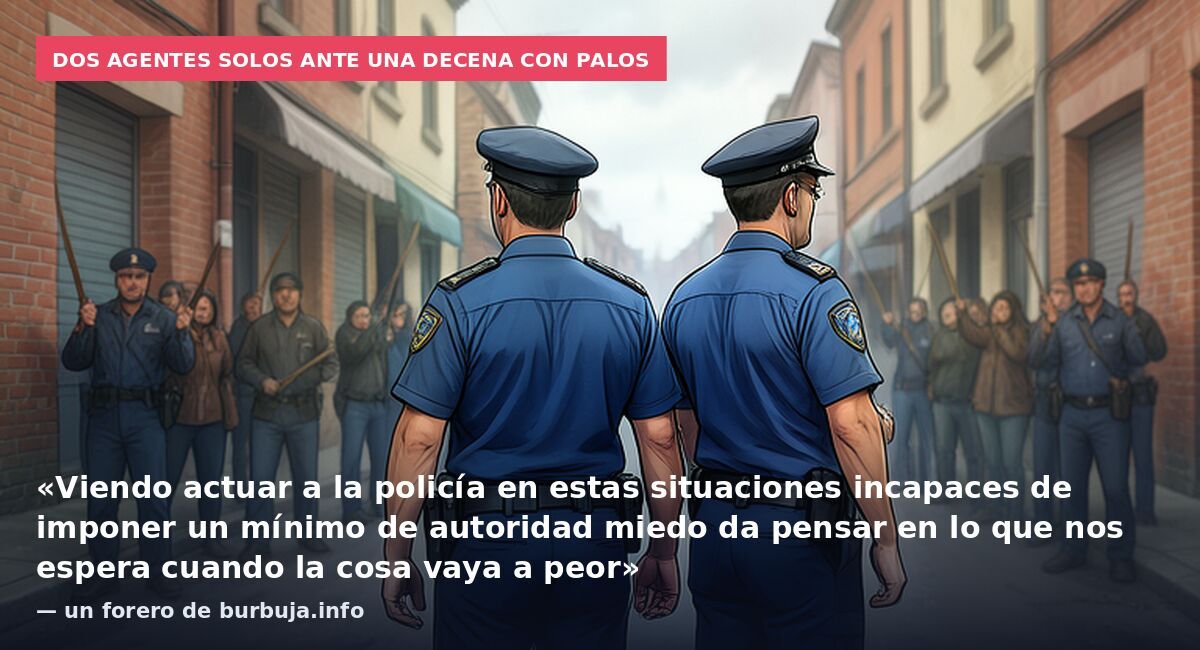 Dos agentes solos ante una decena con palos: «Viendo actuar a la policía en estas situaciones incapaces de imponer un mínimo de autoridad miedo da pensar en lo que nos espera cuando la cosa vaya a peor» — un forero de burbuja.info