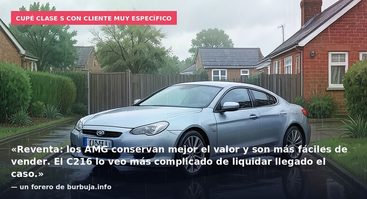 Cupé Clase S con cliente muy específico: «Reventa: los AMG conservan mejor el valor y son más fáciles de vender. El C216 lo veo más complicado de liquidar llegado el caso.» — un forero de burbuja.info